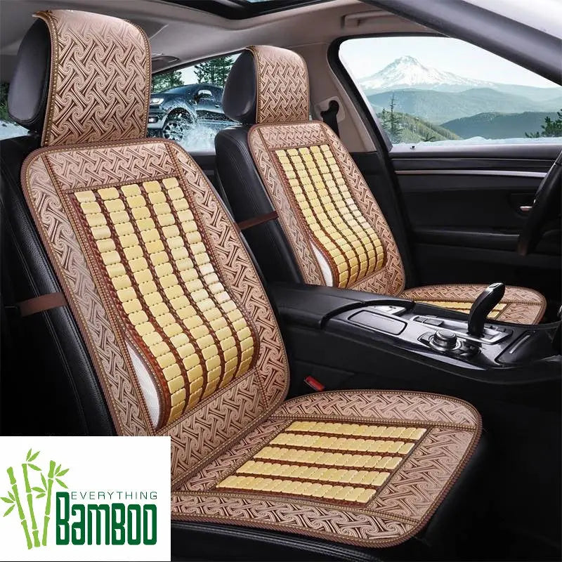 2 Pieces Bamboo Car Seat Cover Front Seat Chair Sofa Lumbus Back Support Mat Cool BSC07 everythingbamboo