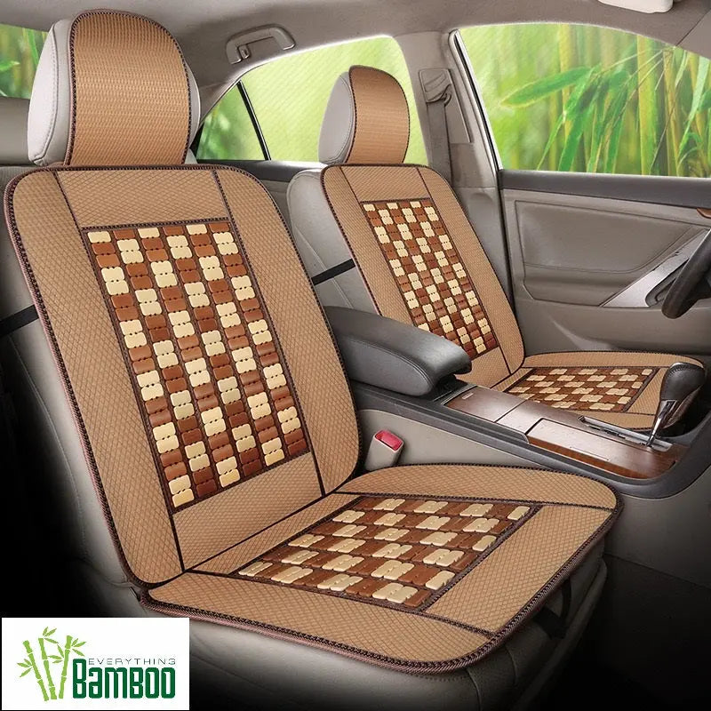 2 Pieces Bamboo Car Seat Cover Front Seat Chair Sofa Lumbus Back Support Mat Cool BSC07 everythingbamboo