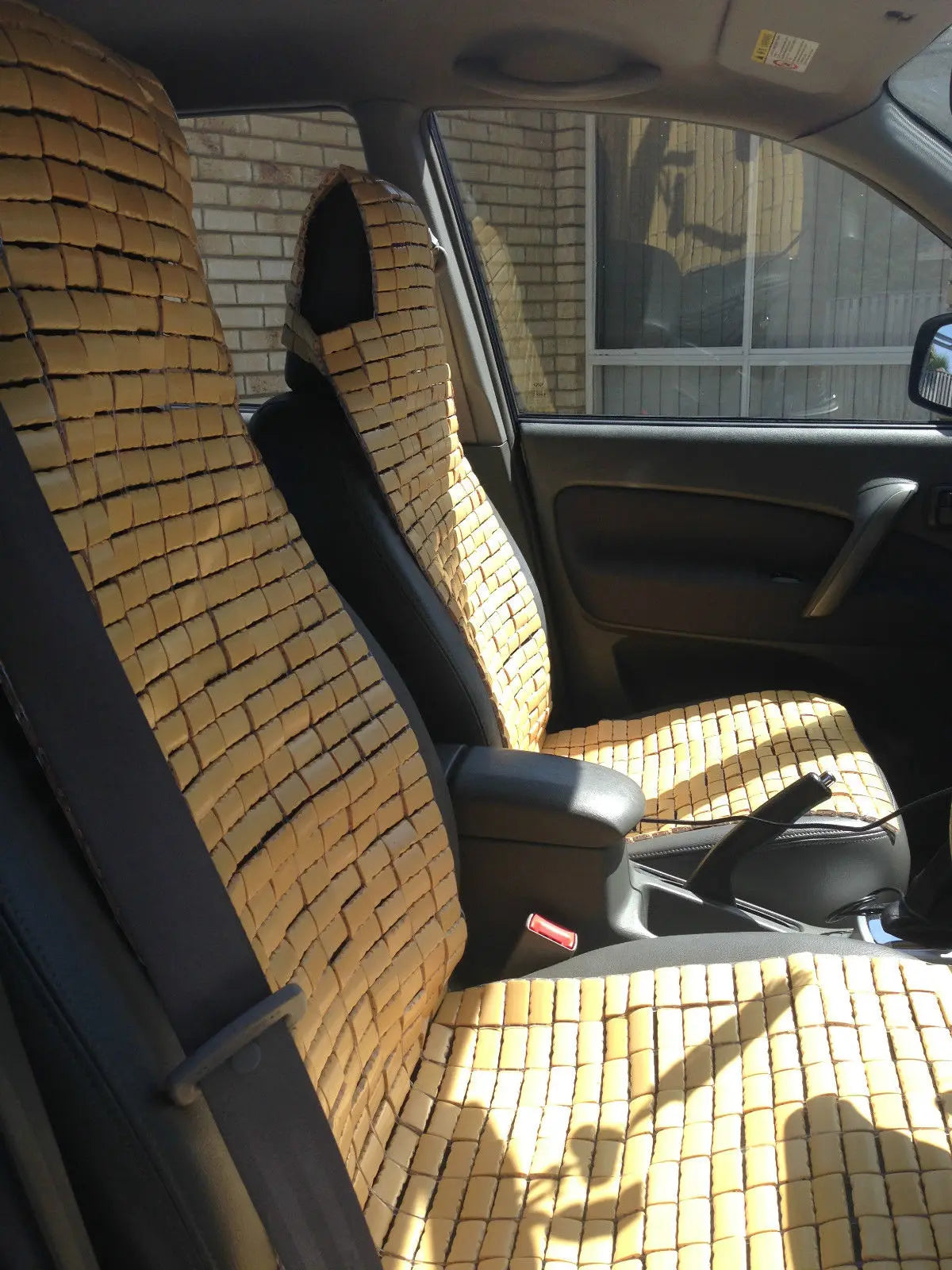 2 Pieces Bamboo Car Seat Cover Front Seats Bamboo Brick Car Seat Mat Cool everythingbamboo