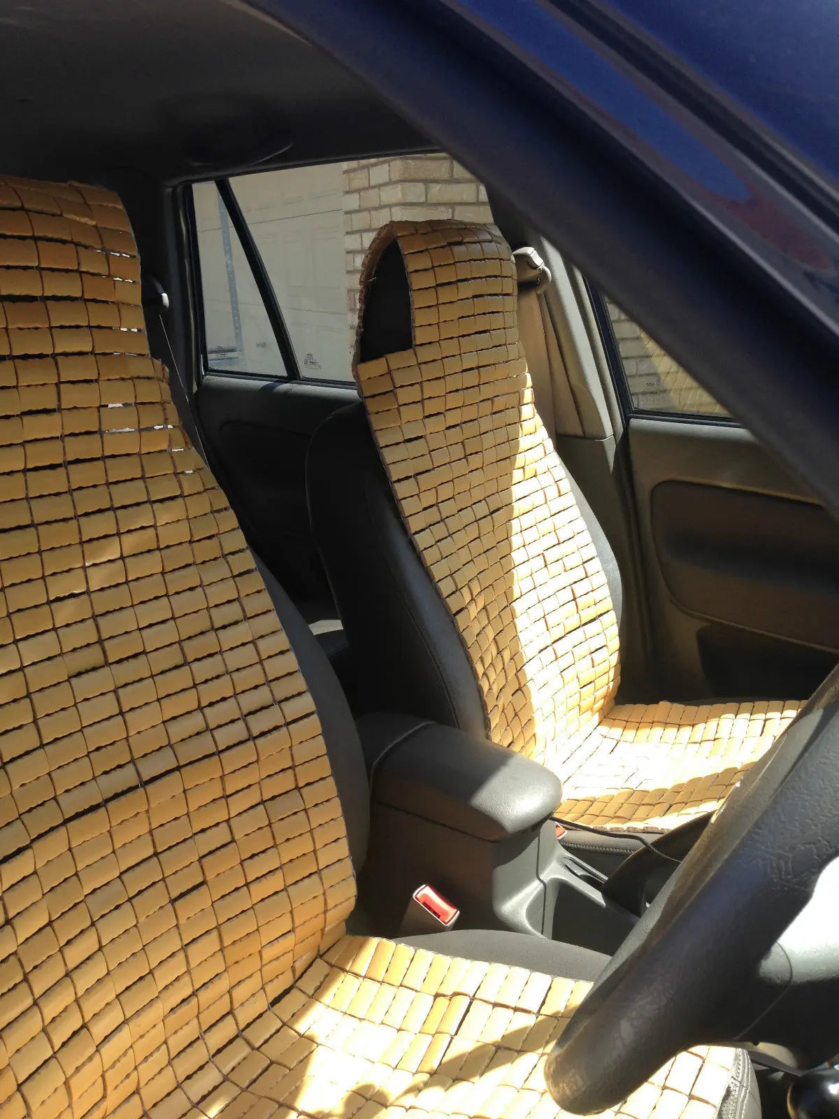 2 Pieces Bamboo Car Seat Cover Front Seats Bamboo Brick Car Seat Mat Cool everythingbamboo