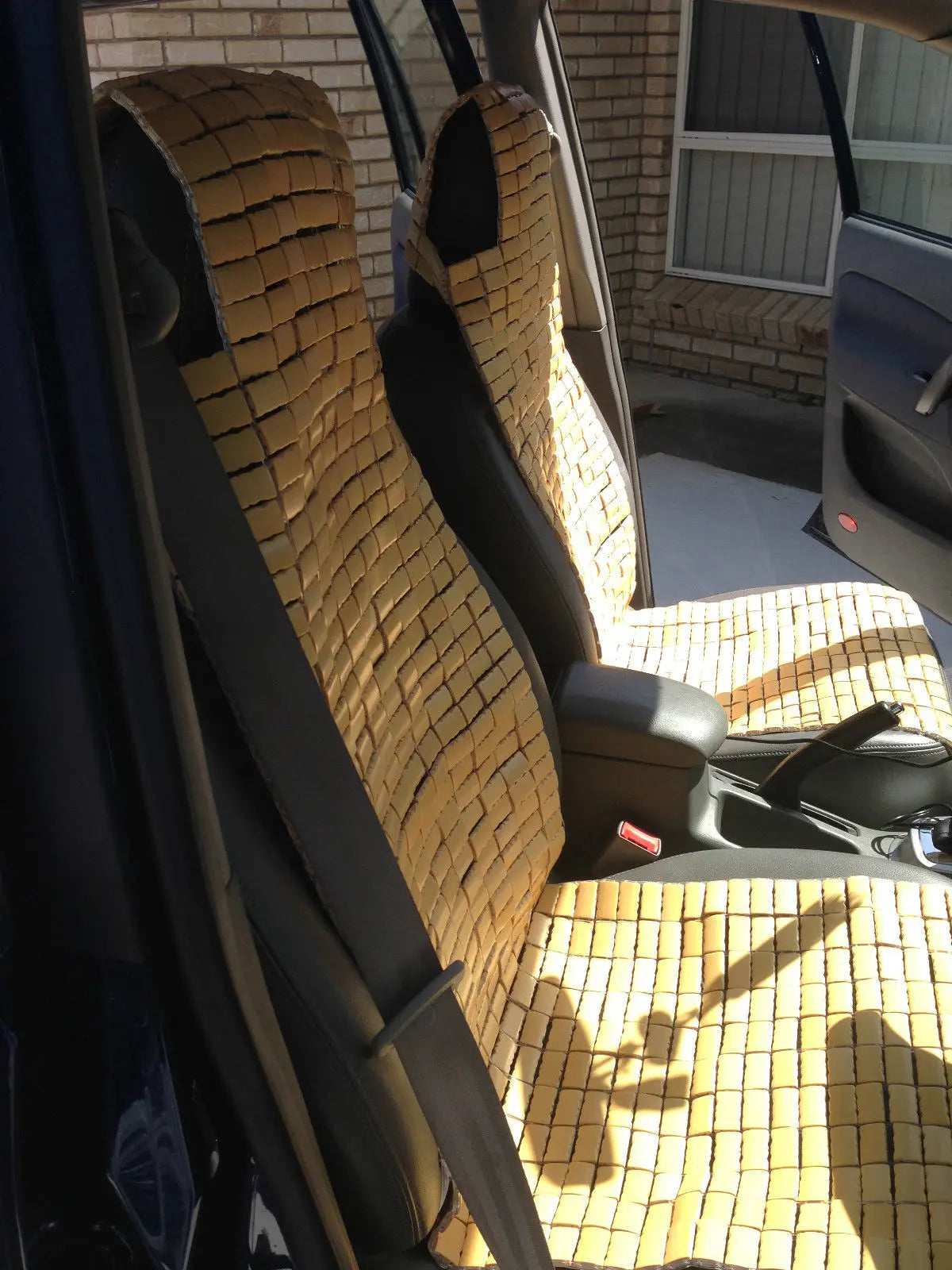 2 Pieces Bamboo Car Seat Cover Front Seats Bamboo Brick Car Seat Mat Cool everythingbamboo