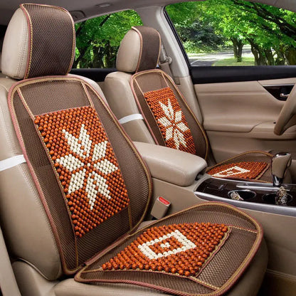 2 Pieces Wooden Round Balls Massage Car Seat Cover Front Seat Chair Mat Cool 木珠车垫 everythingbamboo