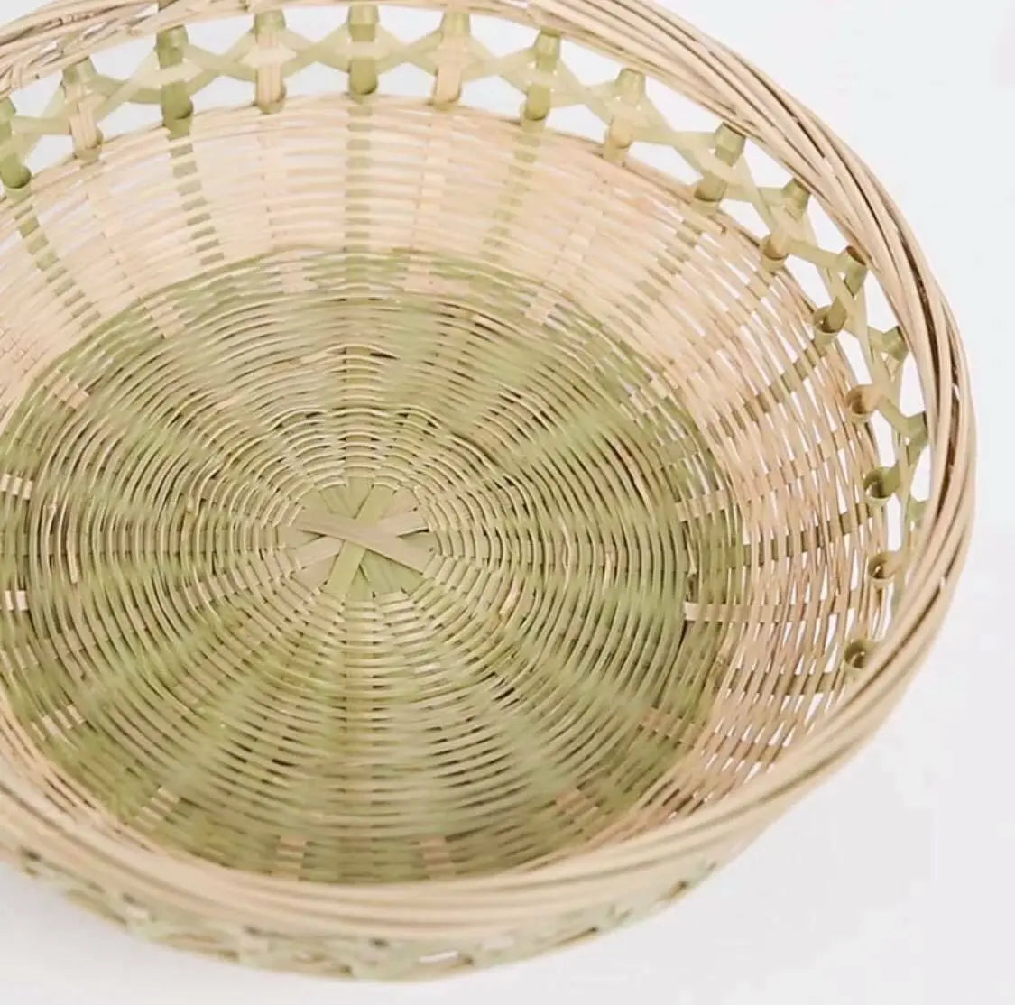 2 x Bamboo Basket Handwoven Handmade Fruit Vegetable Basket Artwork everythingbamboo