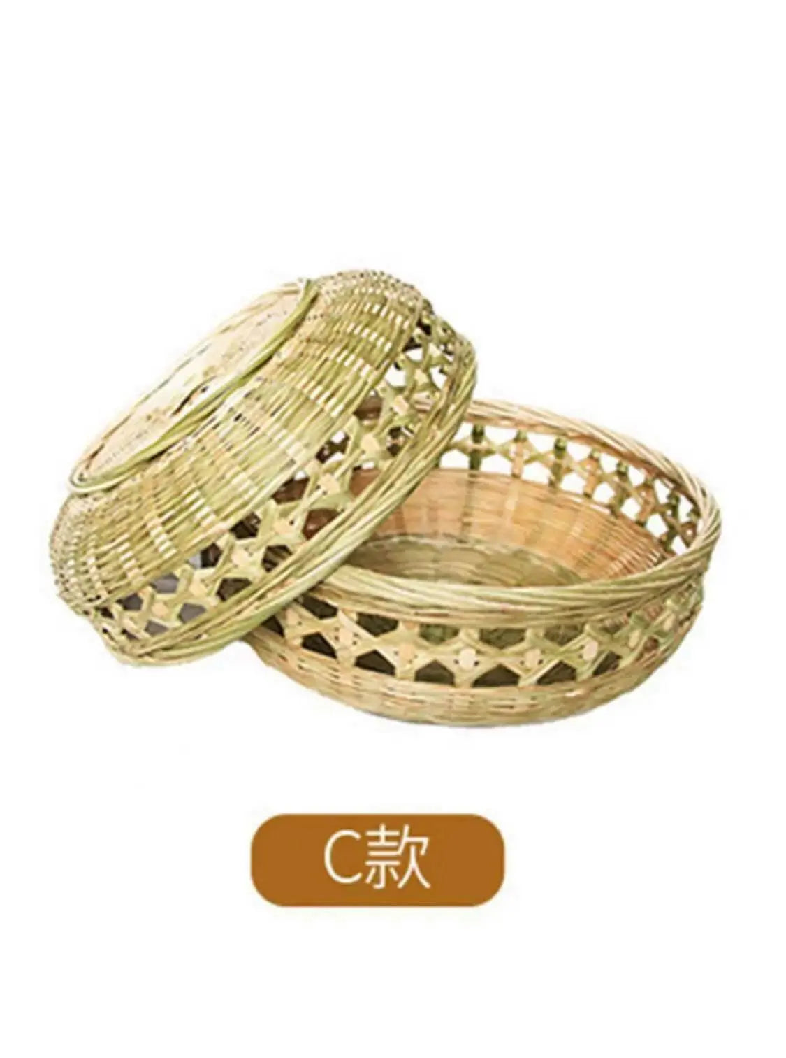 2 x Bamboo Basket Handwoven Handmade Fruit Vegetable Basket Artwork everythingbamboo