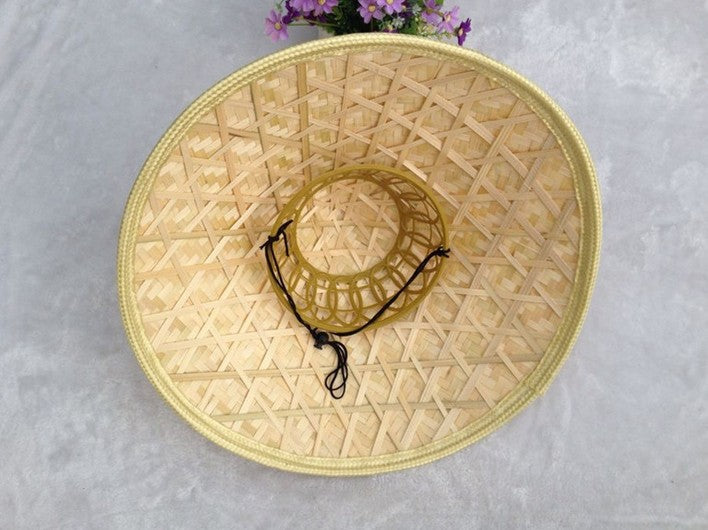 2 x Bamboo hat handmade round hats handcraft multiple use summer shade ...