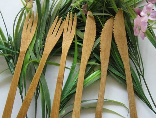 3 Pairs of Bamboo Fruit Food Knife & Fork Set Kitchenware Environment Friendly everythingbamboo
