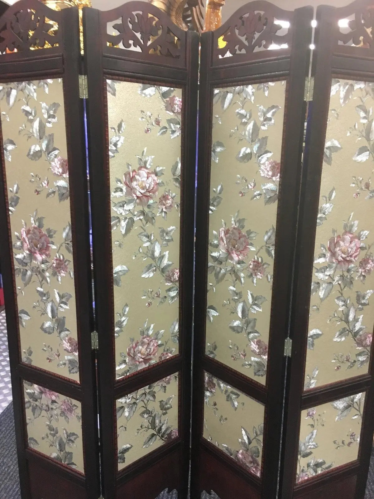 4-Leaf Folding Screen Both Sizes Hardwood Frame Privacy Screen Room Divider everythingbamboo