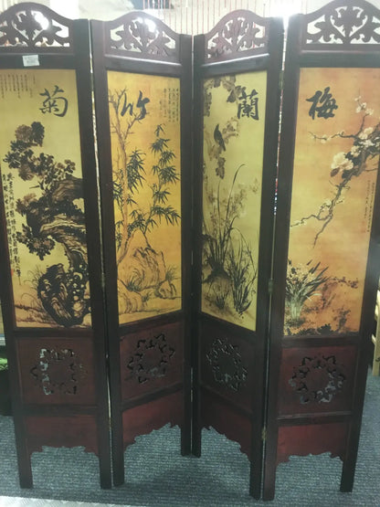 4-Leaf Folding Screen Both Sizes Hardwood Frame Privacy Screen Room Divider everythingbamboo