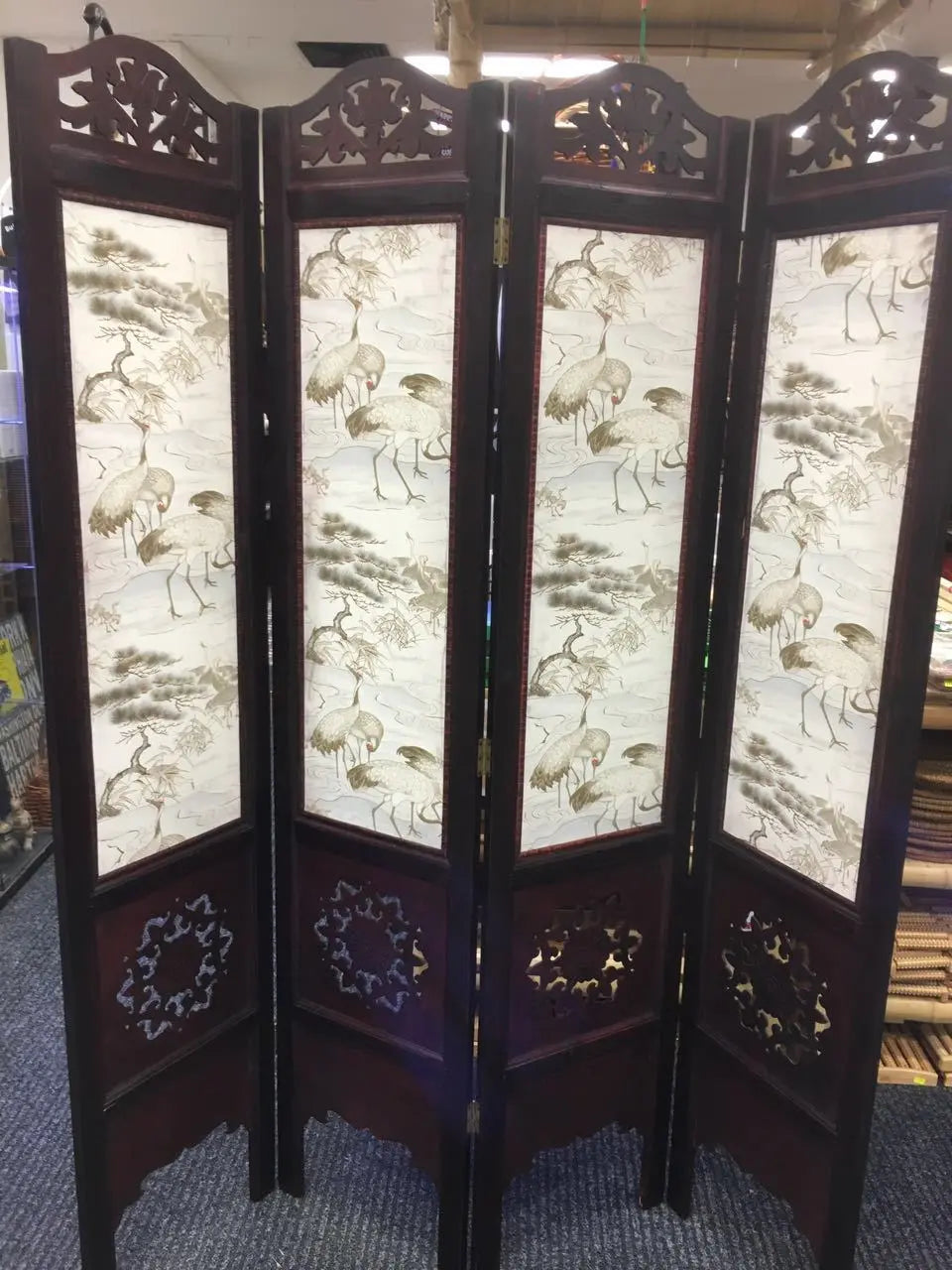 4-Leaf Folding Screen Both Sizes Hardwood Frame Privacy Screen Room Divider everythingbamboo