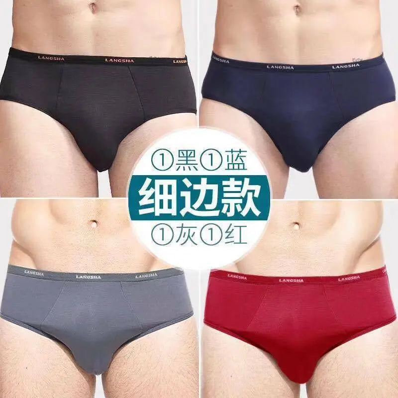 4 Pcs Men's Soft Bamboo Fiber Comfortable Pure Color Shorts Briefs Underwear everythingbamboo