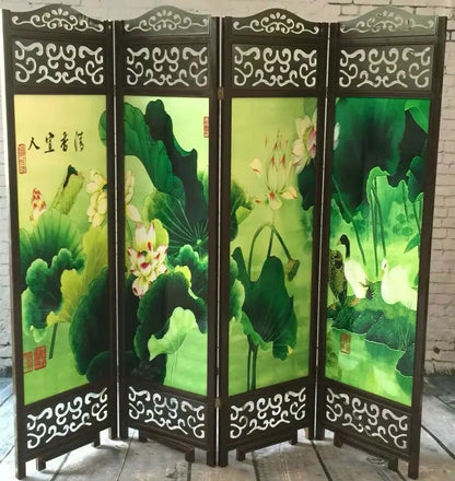4 to 6 Leaf Folding Screen Both Side Hardwood Frame Privacy Screen Room Divider everythingbamboo