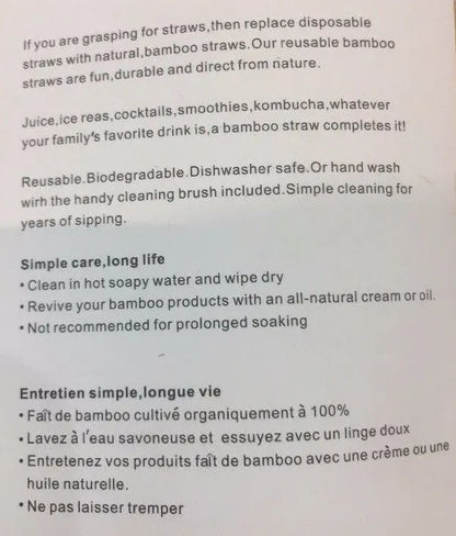 5 PCs Bamboo Straw + Cleaning Brush Organic Reusable Daily Use Eco Friendly Unbranded/Generic