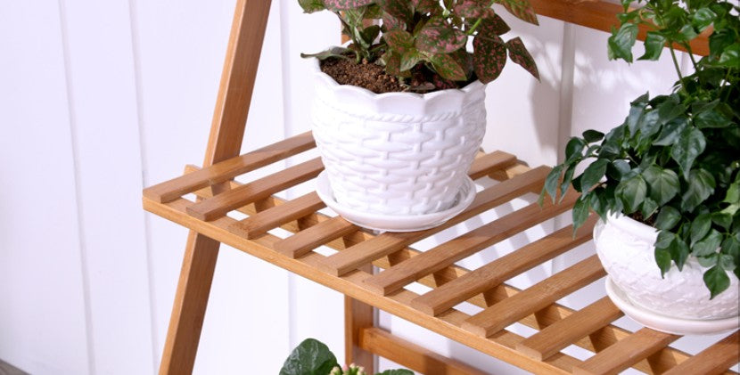 BAMBOO FOLDING 3-TIER LADDER SHELF BOOK PLANT SHELF MULTIPLE USE STRONG ELEGANT Unbranded