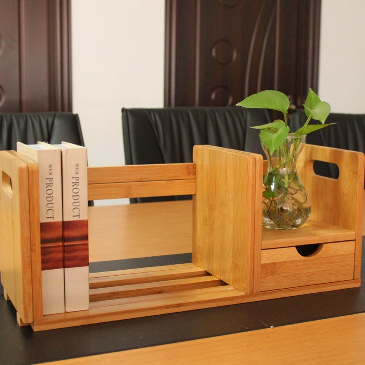 BAMBOO WOODEN ADJUSTABLE DESK BOOK SHELF WITH DRAWER MULTIPLE USE STRONG ELEGANT everythingbamboo