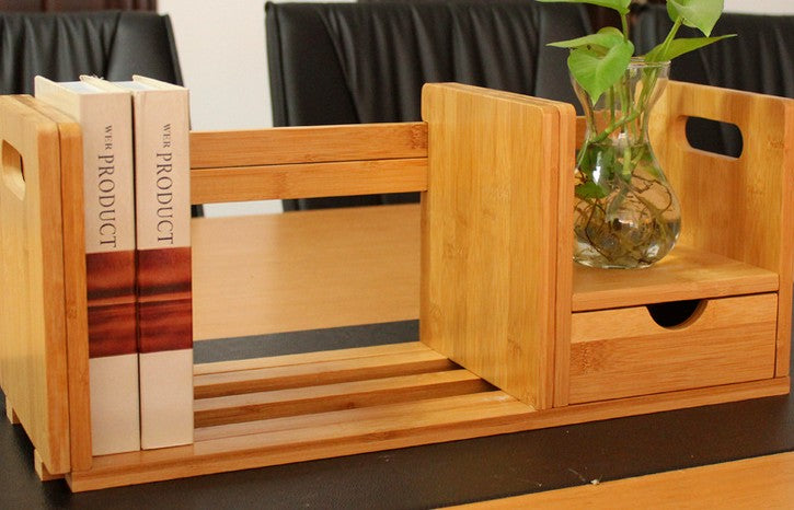 BAMBOO WOODEN ADJUSTABLE DESK BOOK SHELF WITH DRAWER MULTIPLE USE STRONG ELEGANT everythingbamboo