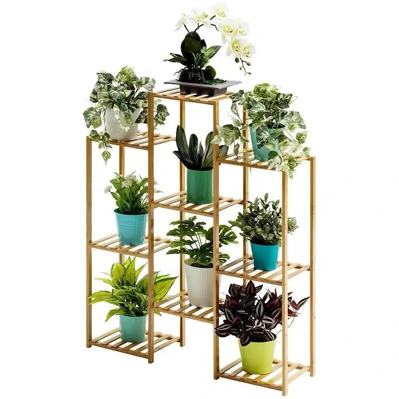 BAMBOO WOODEN PLANT STAND SHELF LADDER BOOK SHELF INDOOR OUTDOOR MULTI USE everythingbamboo