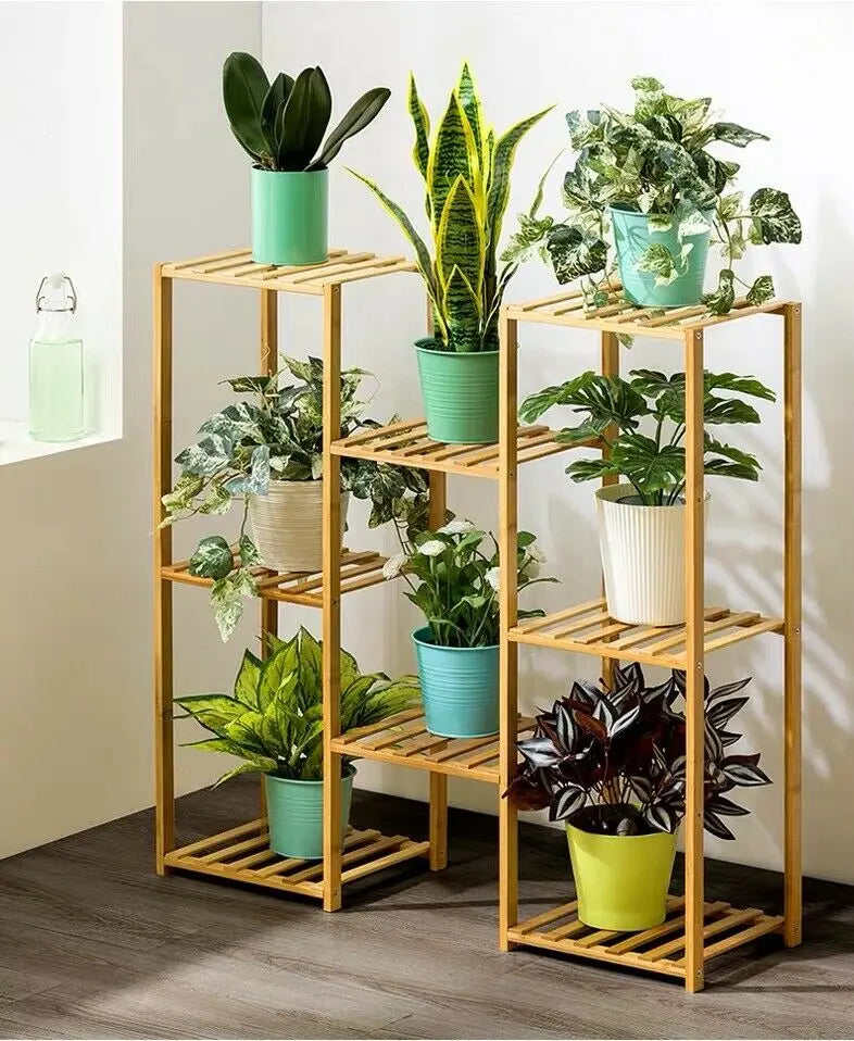 BAMBOO WOODEN PLANT STAND SHELF LADDER BOOK SHELF INDOOR OUTDOOR MULTI USE everythingbamboo