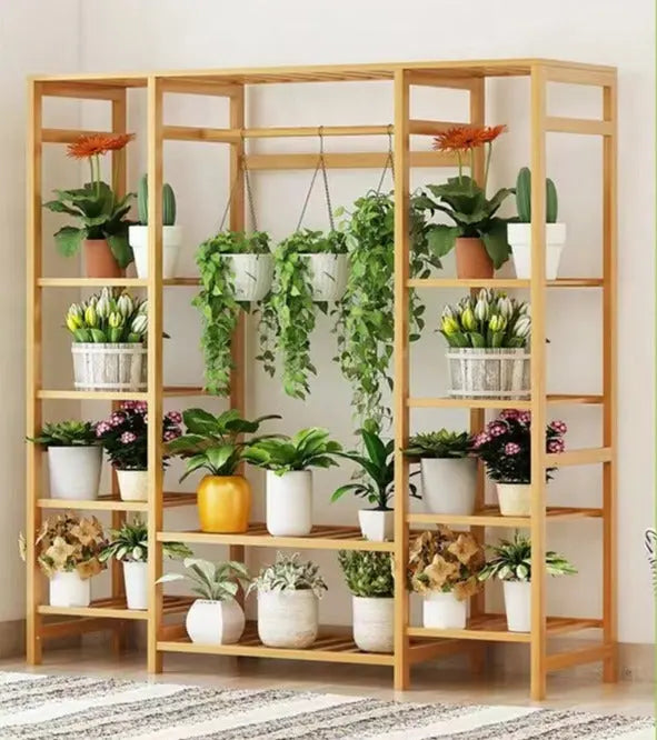 BAMBOO WOODEN SHELF PLANT STAND CLOTHES RACK STORAGE DISPLAY SHELF MULTI USE FREE STANDING LARGE SIZE everythingbamboo