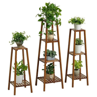 BAMBOO WOODEN SHELF PLANT STAND LADDER BOOK SHELF STORAGE INDOOR ...