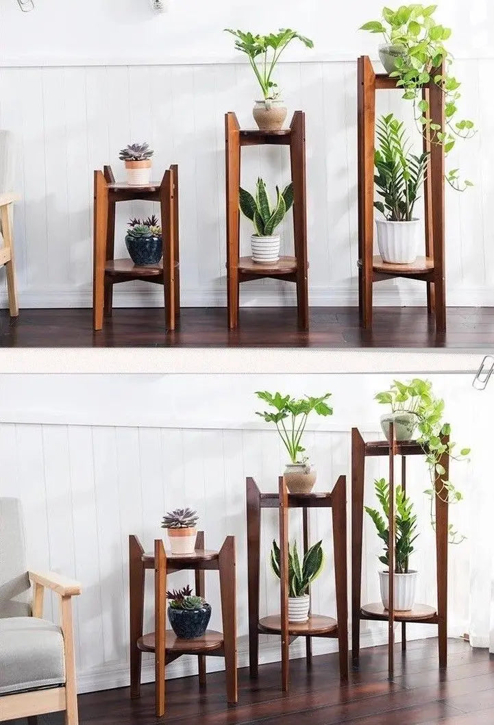 BAMBOO WOODEN SHELF PLANT STAND LADDER ROUND TABLE ANTIQUE STYLE INDOOR OUTDOOR everythingbamboo