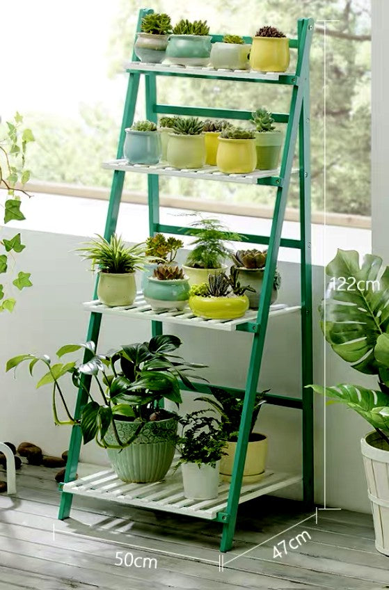 BAMBOO WOODEN SHELF PLANT STAND MULTI TIER LADDER INDOOR OUTDOOR GREEN WHITE everythingbamboo