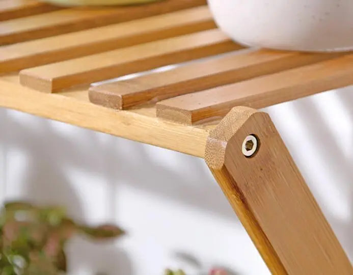 BAMBOO WOODEN SHELF SHOE RACK FOLDING MULTI TIER PLANT STAND STRONG ...
