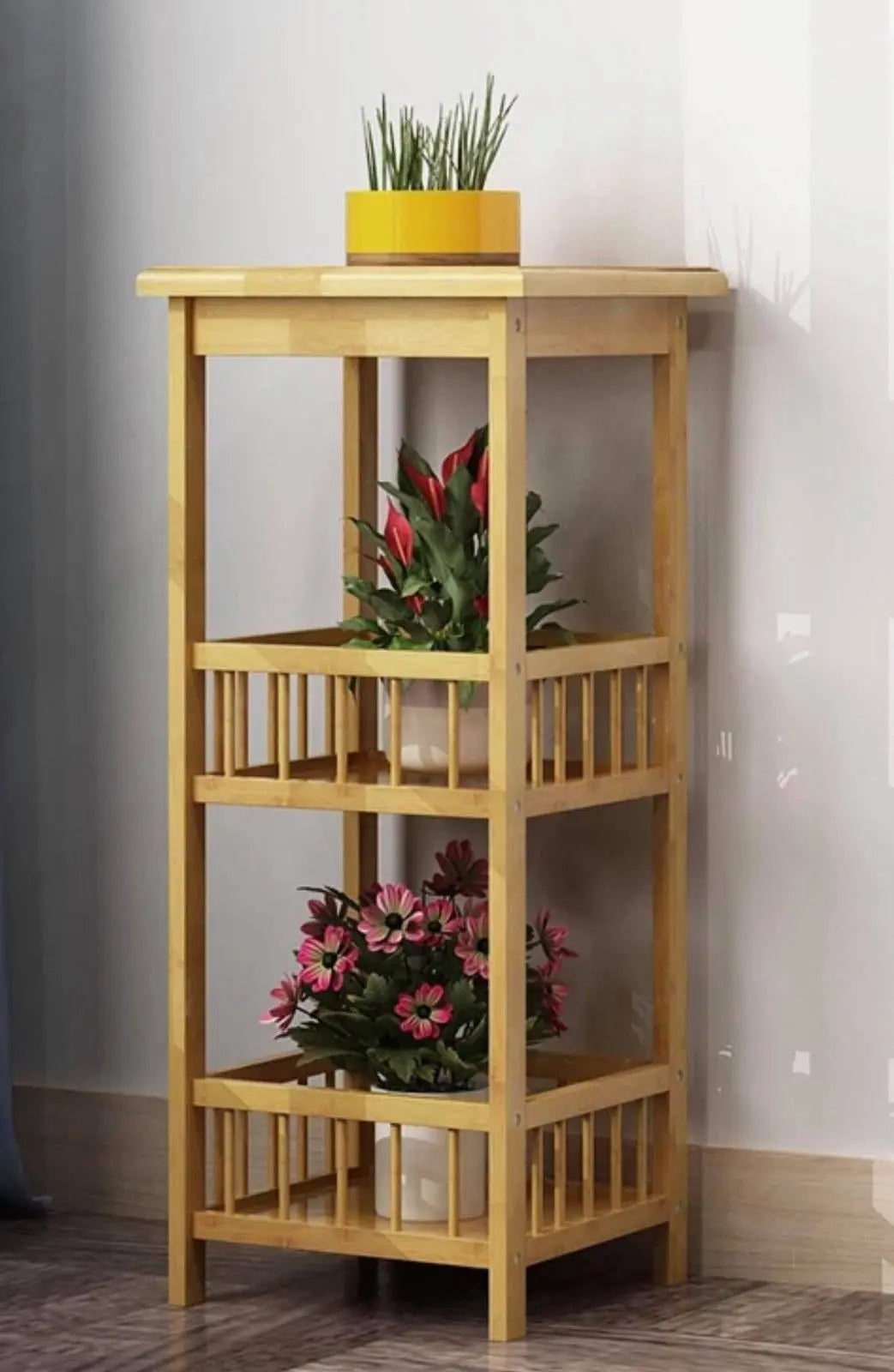 BAMBOO WOODEN SHELF SQUARE PLANT STAND MULTI TIER LADDER STORAGE MULTI USE everythingbamboo