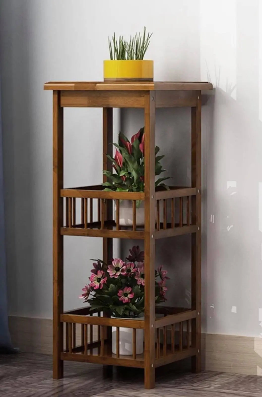 BAMBOO WOODEN SHELF SQUARE PLANT STAND MULTI TIER LADDER STORAGE MULTI USE everythingbamboo