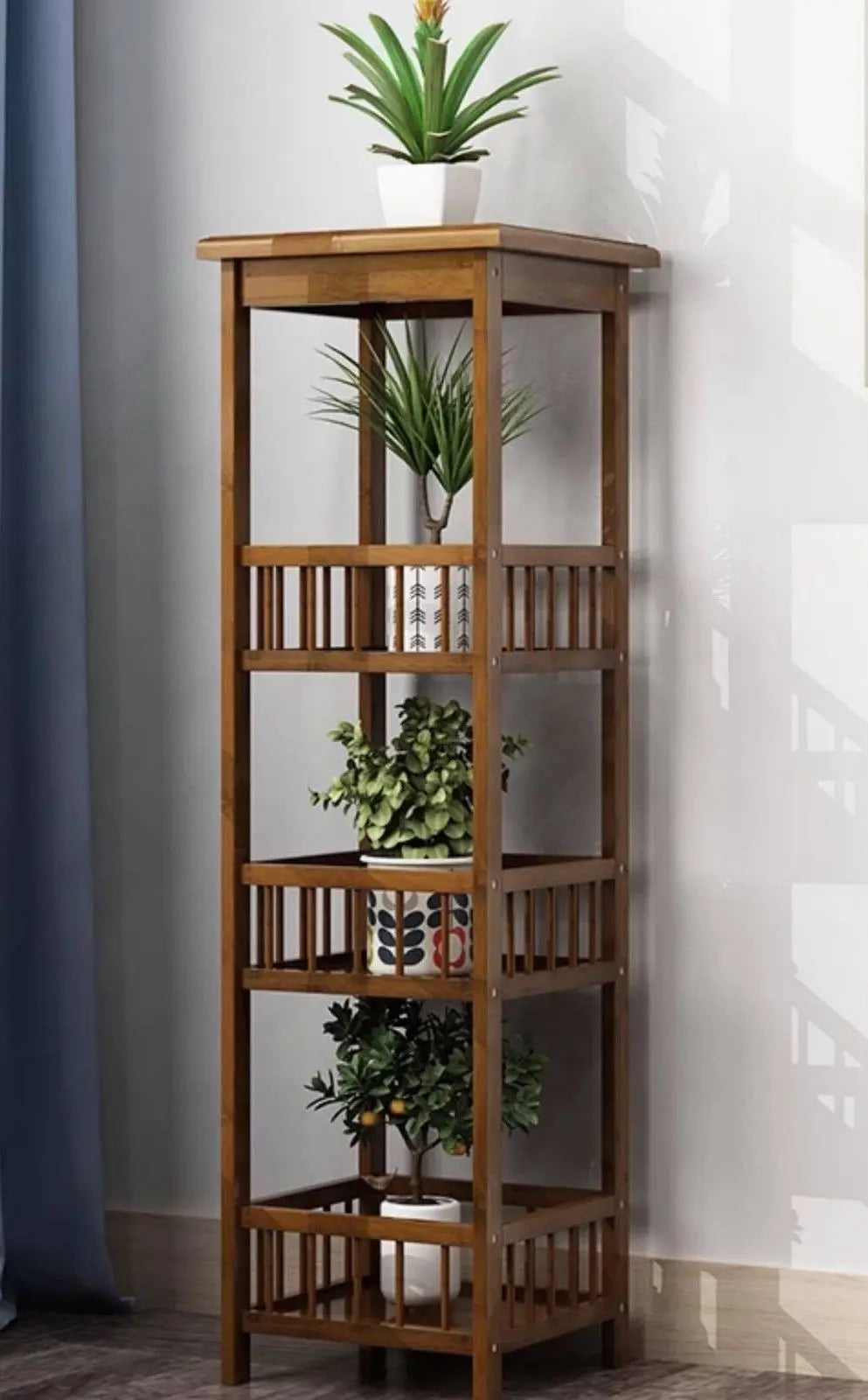 BAMBOO WOODEN SHELF SQUARE PLANT STAND MULTI TIER LADDER STORAGE MULTI USE everythingbamboo