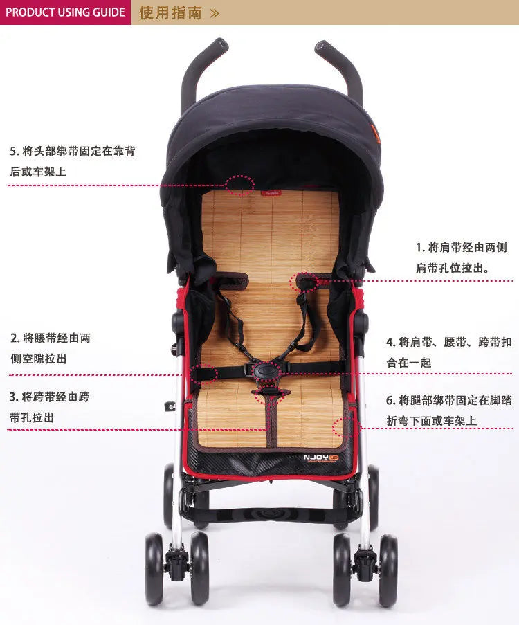 Baby Kids Bamboo Car Seat Carriage Rug Both Sides Natural 竹席 儿童汽车安全座椅和推车 竹藤两面席 everythingbamboo