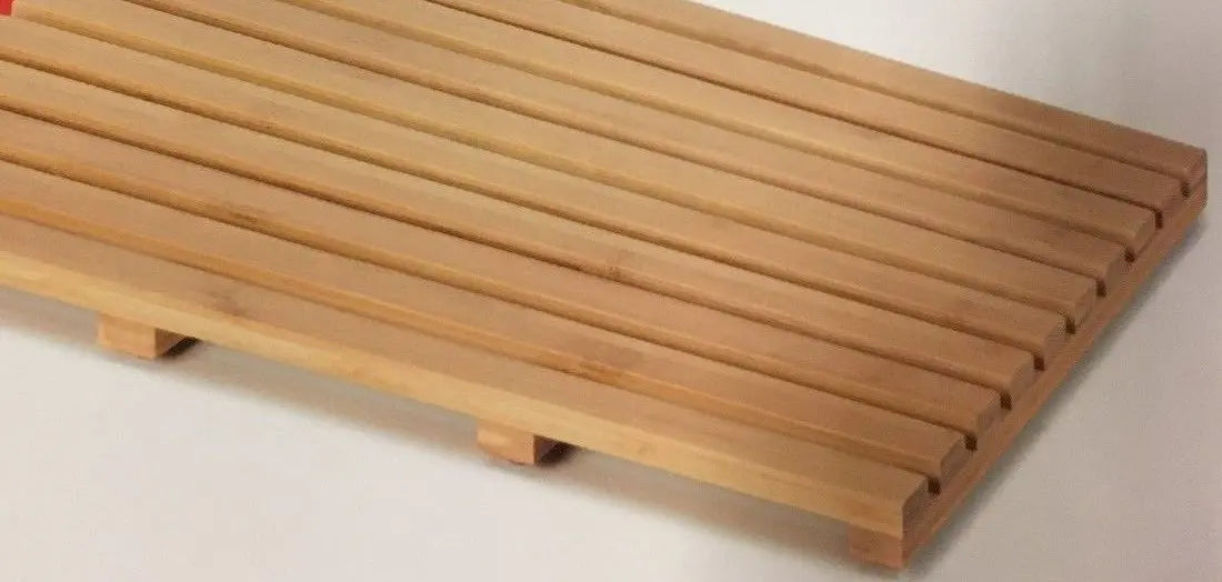 Slatted Mat Bamboo 53 X 35.5x2.5 SLAT Timber Bathroom Mat shower mat non slippy ...