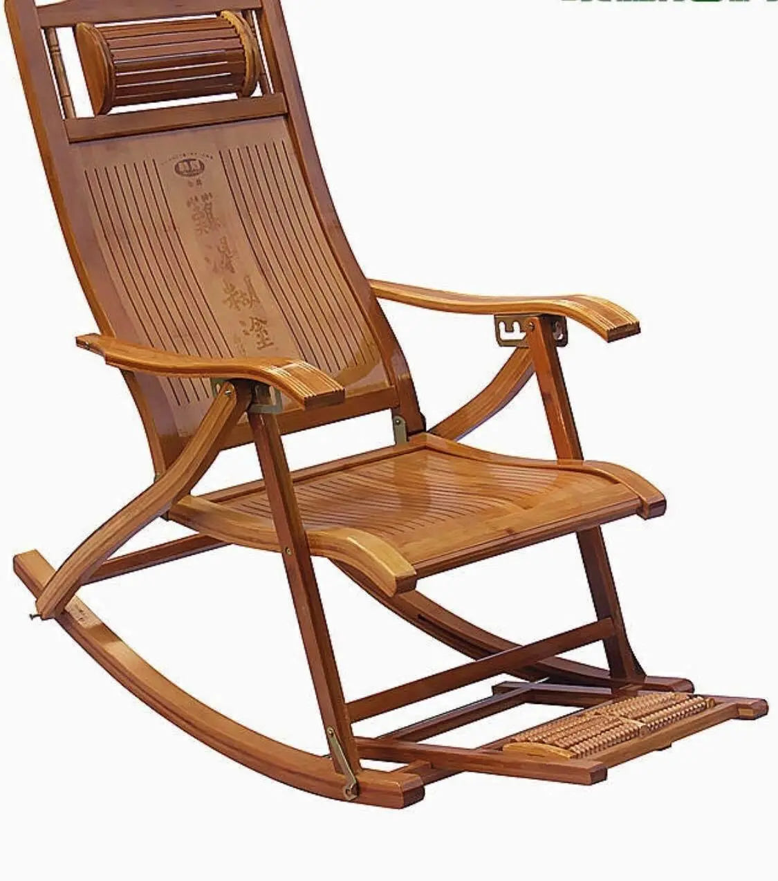 Bamboo Adjustable Rocking Chair With Foot Massager Relaxing Indoor Outdoor everythingbamboo