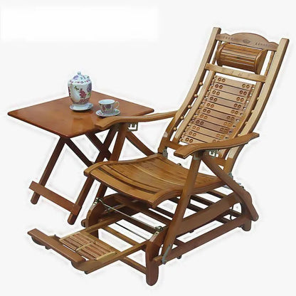 Bamboo Adjustable Rocking Chair With Foot Massager Relaxing Indoor Outdoor everythingbamboo