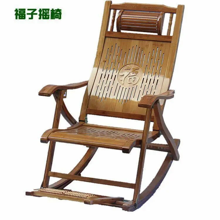 Bamboo Adjustable Rocking Chair With Foot Massager Relaxing Indoor Outdoor everythingbamboo