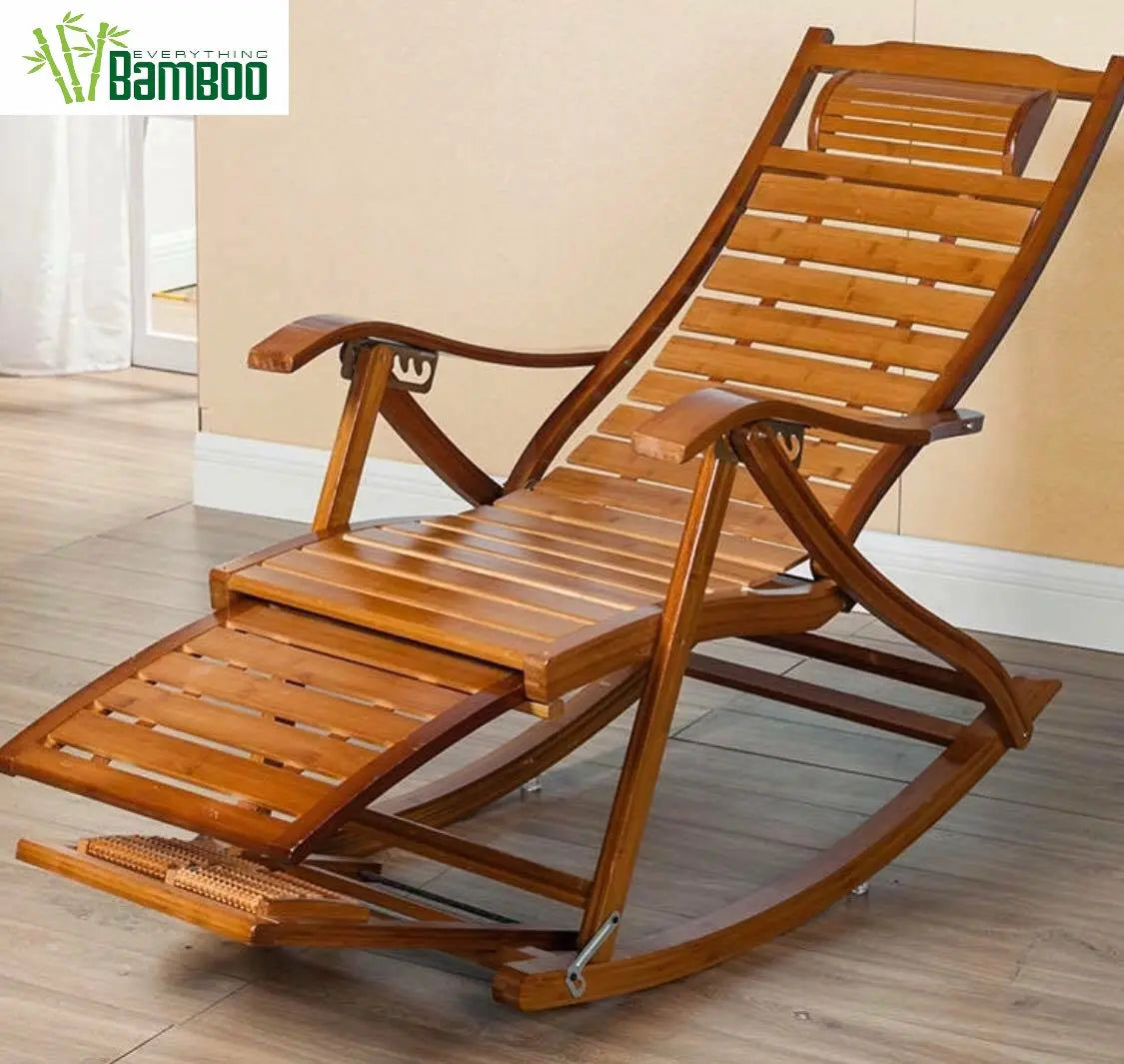 Bamboo Adjustable Rocking Recliner Chair Relax W Foot Massager And Cushion everythingbamboo