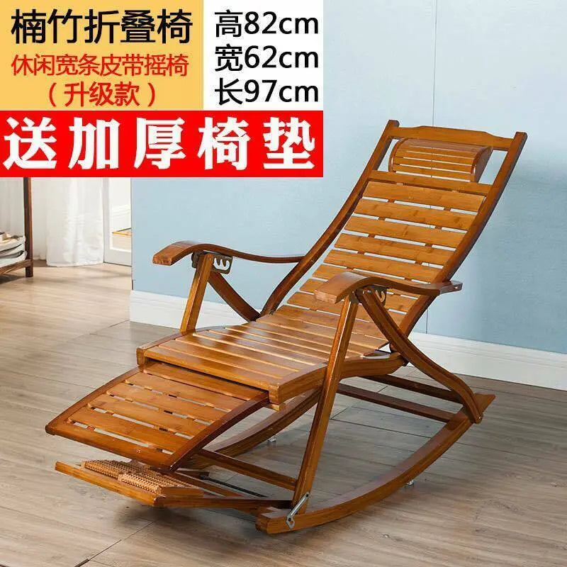 Bamboo Adjustable Rocking Recliner Chair Relax W Foot Massager And Cushion everythingbamboo