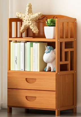 Bamboo Antique Style Cabinet Book Shelf Bookcase Storage Choice Elegant With Drawers everythingbamboo