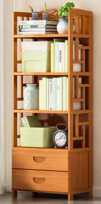 Bamboo Antique Style Cabinet Book Shelf Bookcase Storage Choice Elegant With Drawers everythingbamboo