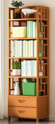 Bamboo Antique Style Cabinet Book Shelf Bookcase Storage Choice Elegant With Drawers everythingbamboo