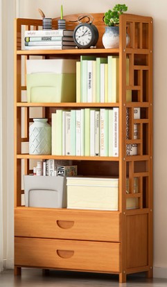 Bamboo Antique Style Cabinet Book Shelf Bookcase Storage Choice Elegant With Drawers everythingbamboo