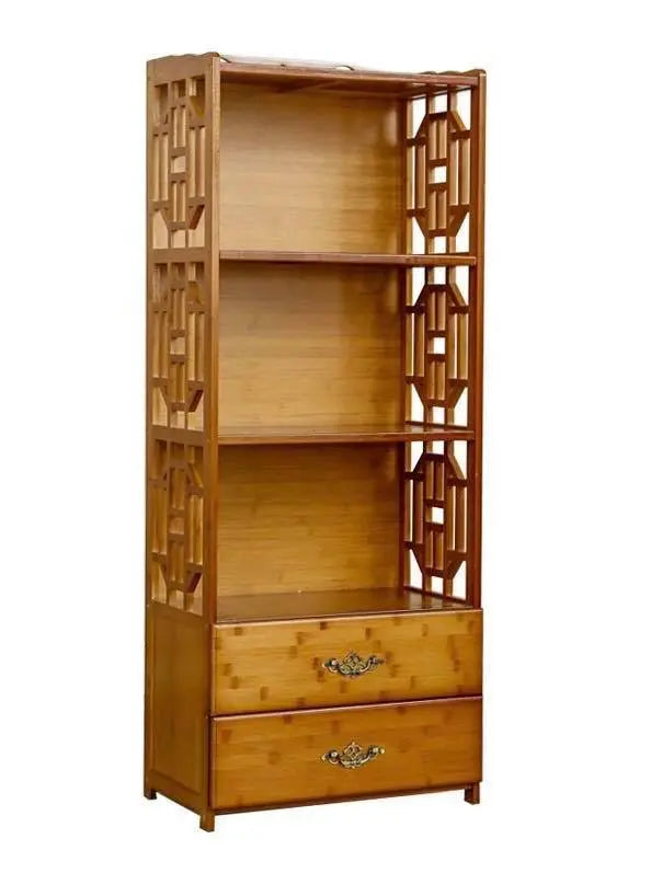 Bamboo Antique Style Multi-Function Book Shelf With Drawers Storage Choice Elegant everythingbamboo