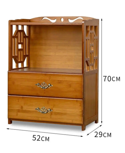 Bamboo Antique Style Multi-Function Book Shelf With Drawers Storage Choice Elegant everythingbamboo