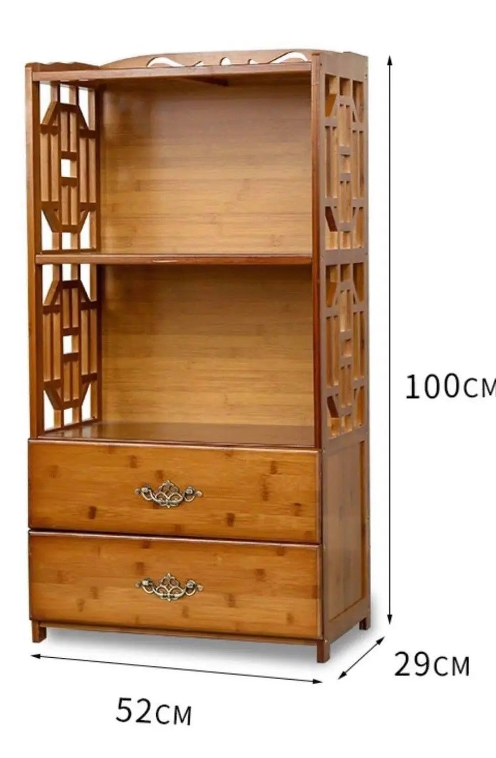 Bamboo Antique Style Multi-Function Book Shelf With Drawers Storage Choice Elegant everythingbamboo