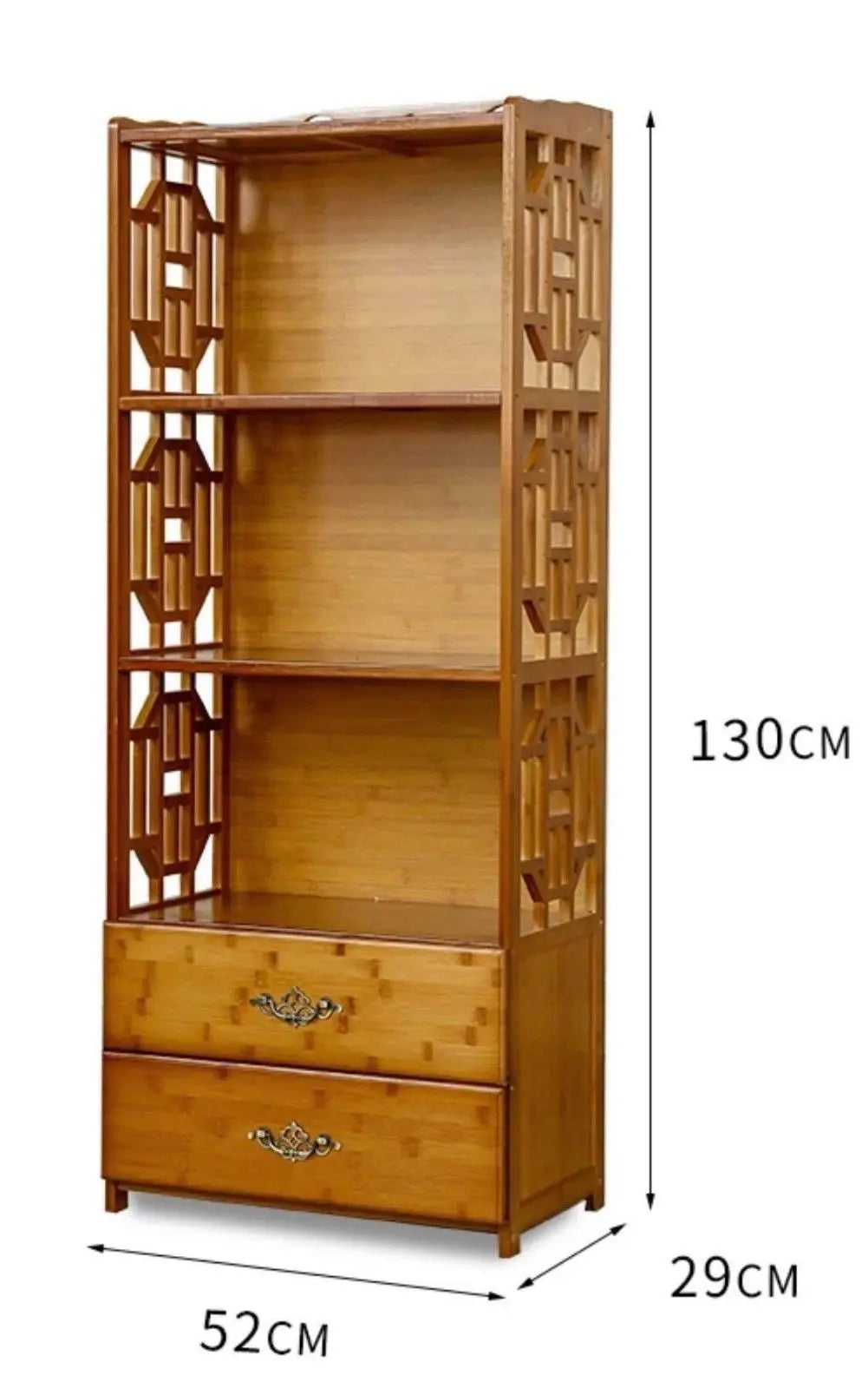 Bamboo Antique Style Multi-Function Book Shelf With Drawers Storage Choice Elegant everythingbamboo