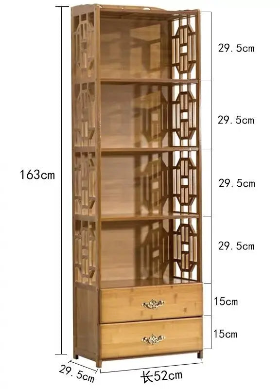 Bamboo Antique Style Multi-Function Book Shelf With Drawers Storage Choice Elegant everythingbamboo