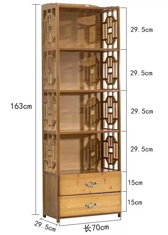 Bamboo Antique Style Multi-Function Book Shelf With Drawers Storage Choice Elegant everythingbamboo