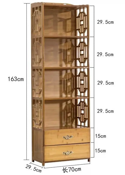 Bamboo Antique Style Multi-Function Book Shelf With Drawers Storage Choice Elegant everythingbamboo