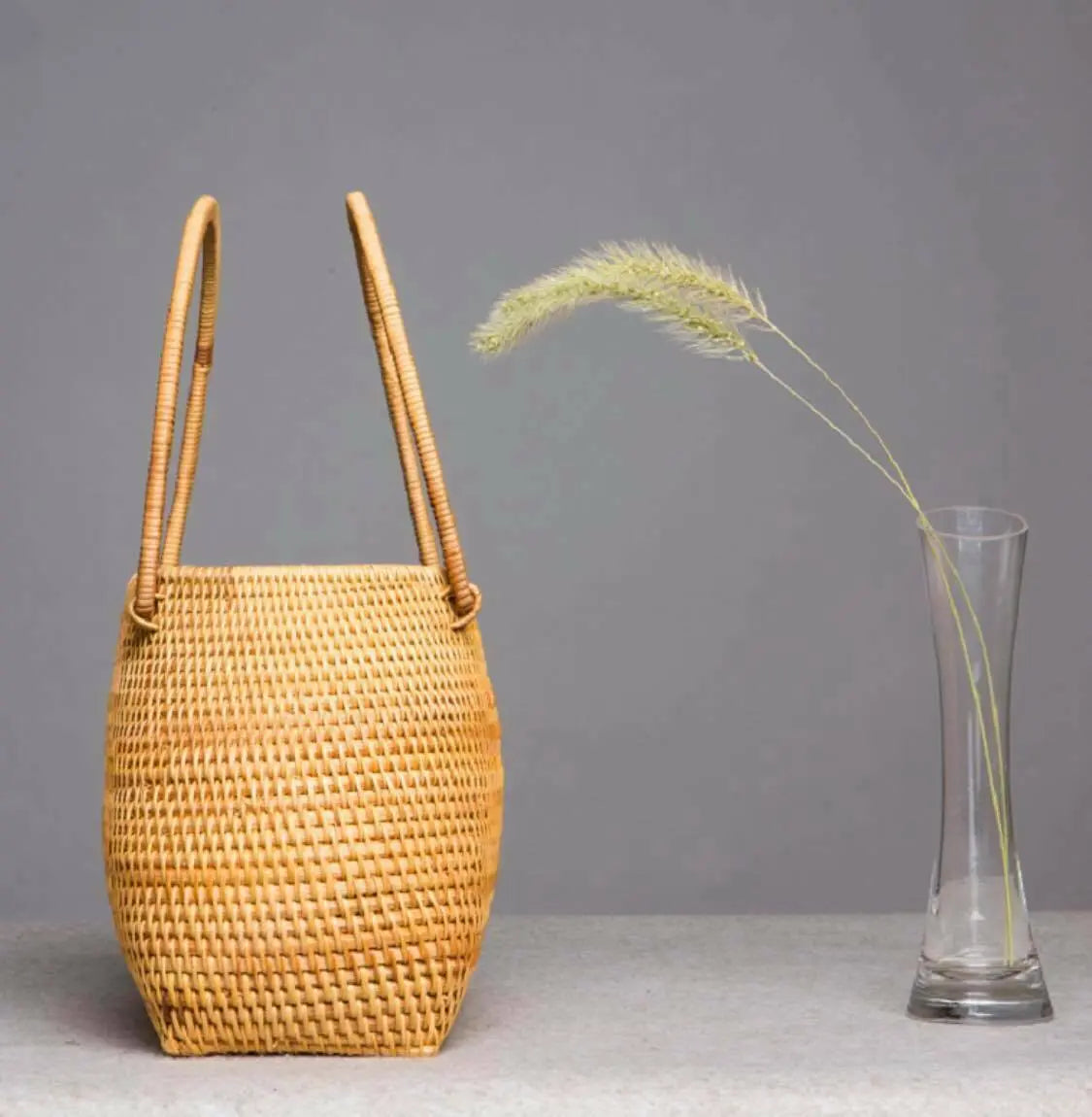 Bamboo Bag Natural Handwoven Handcrafted Women Hand Carrier Bag Artwork everythingbamboo