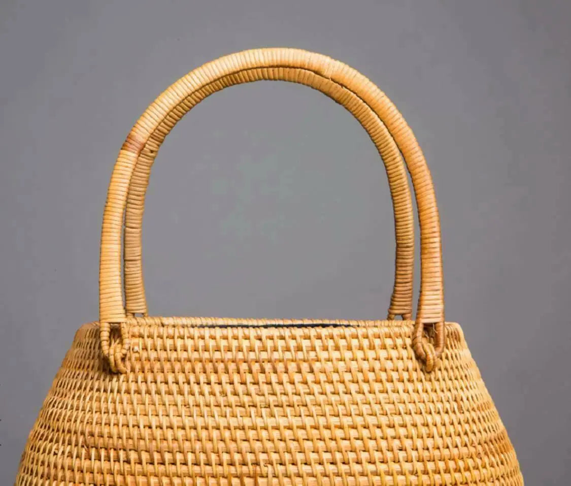 Bamboo Bag Natural Handwoven Handcrafted Women Hand Carrier Bag Artwork everythingbamboo