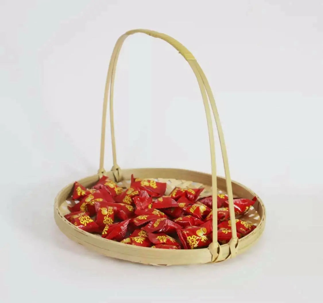 Bamboo Basket Handwoven Handmade Storage Plate Basket With Handle everythingbamboo